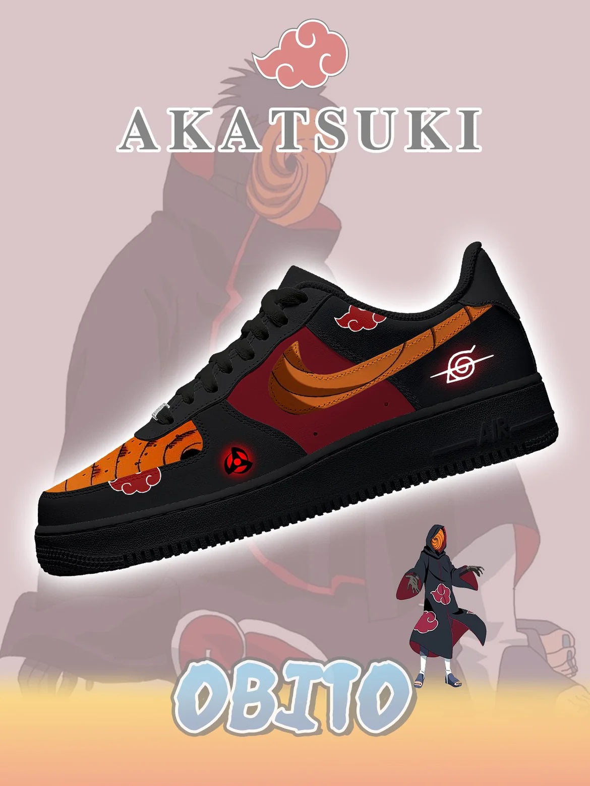 Ideafootwear Akatsuki Obito  Air Low-Top Sneakers Shoes For Men And Women 1