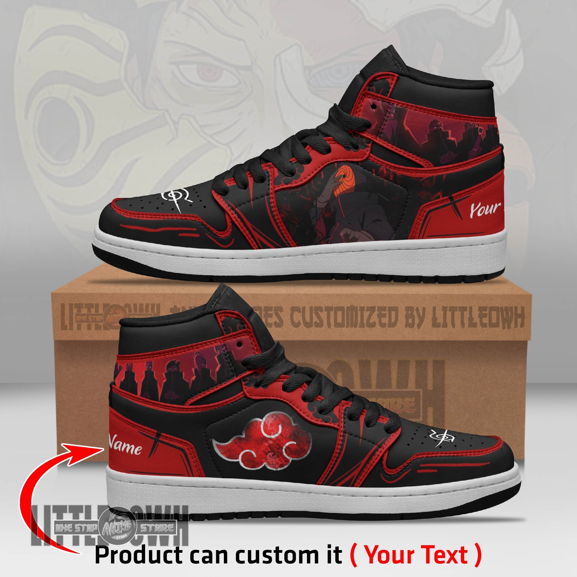 Ideafootwear Akatsuki Obito AJ1 High Sneakers Shoes For Men And Women