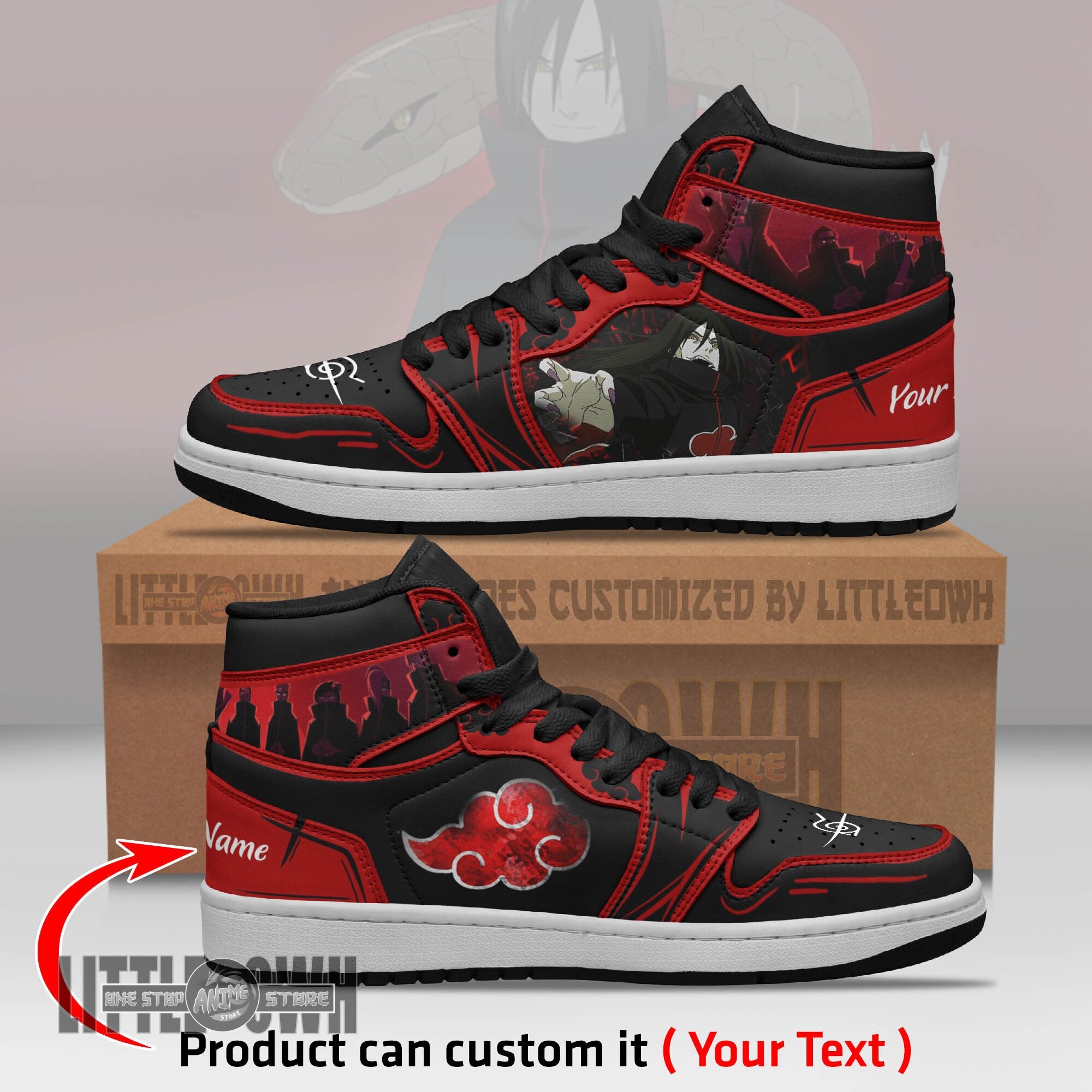 Ideafootwear Akatsuki Orochimaru AJ1 High Sneakers Shoes For Men And Women