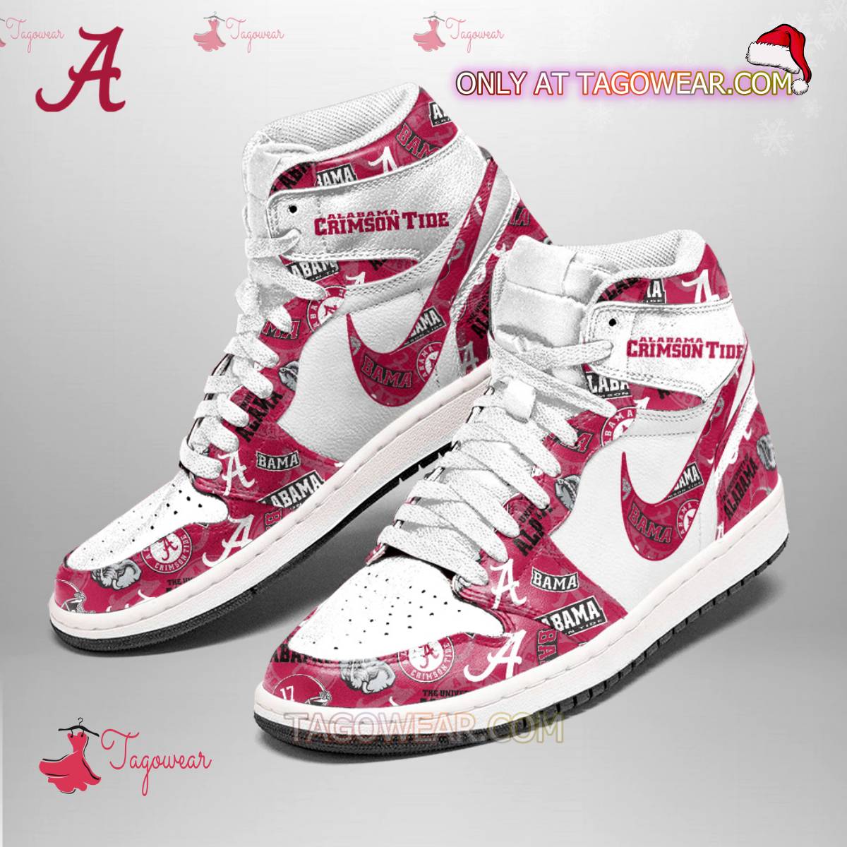 Ideafootwear Alabama Crimson Tide AJ1 High Sneakers Shoes For Men And Women