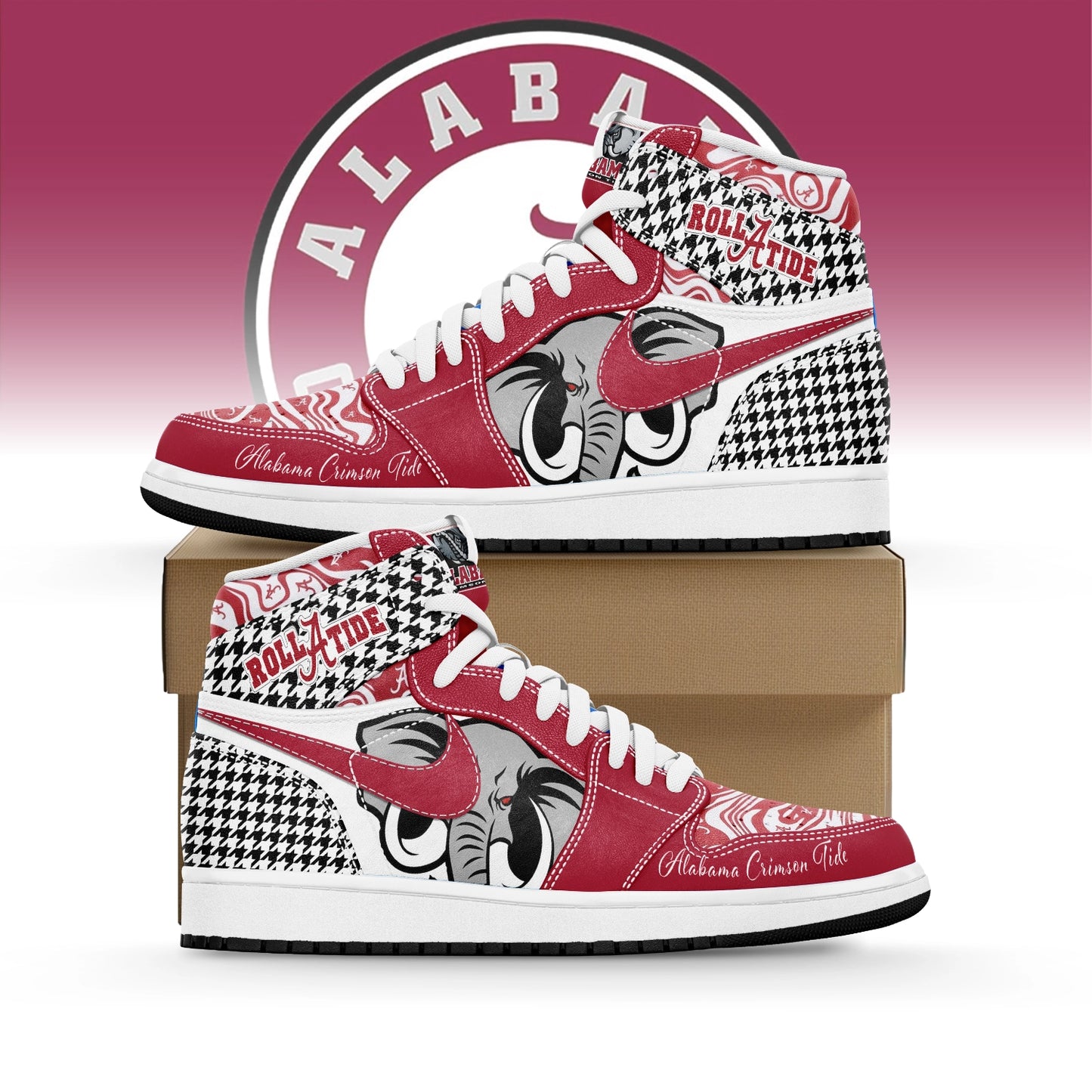 Ideafootwear Alabama Crimson Tide AJ1 High Sneakers Shoes For Men And Women