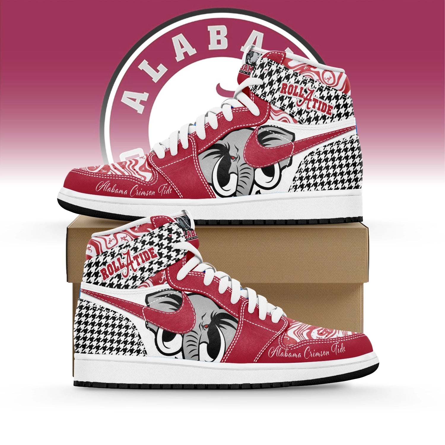 Ideafootwear Alabama Crimson Tide AJ1 High Sneakers Shoes For Men And Women