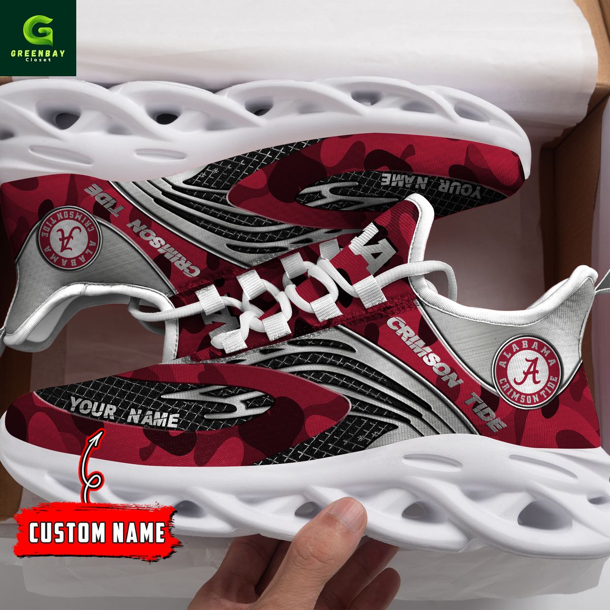 Ideafootwear Alabama Crimson Tide Max Soul Shoes Sneakers For Men And Women