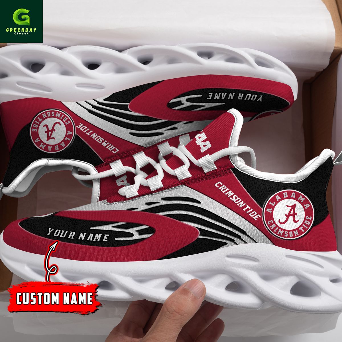 Ideafootwear Alabama Crimson Tide Max Soul Shoes Sneakers For Men And Women