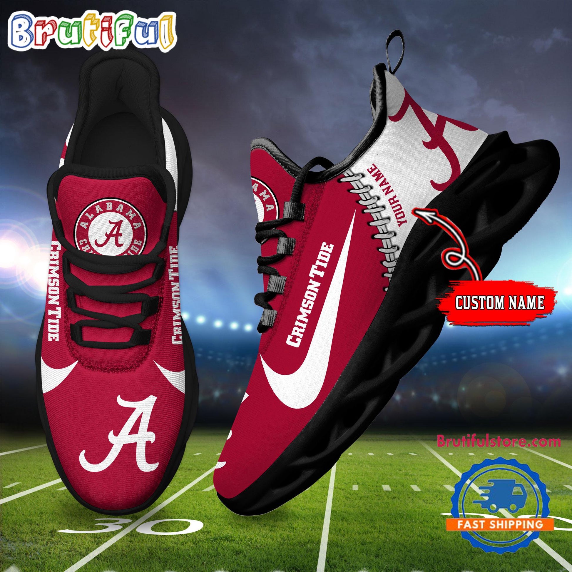 Ideafootwear Alabama Crimson Tide Max Soul Shoes Sneakers For Men And Women