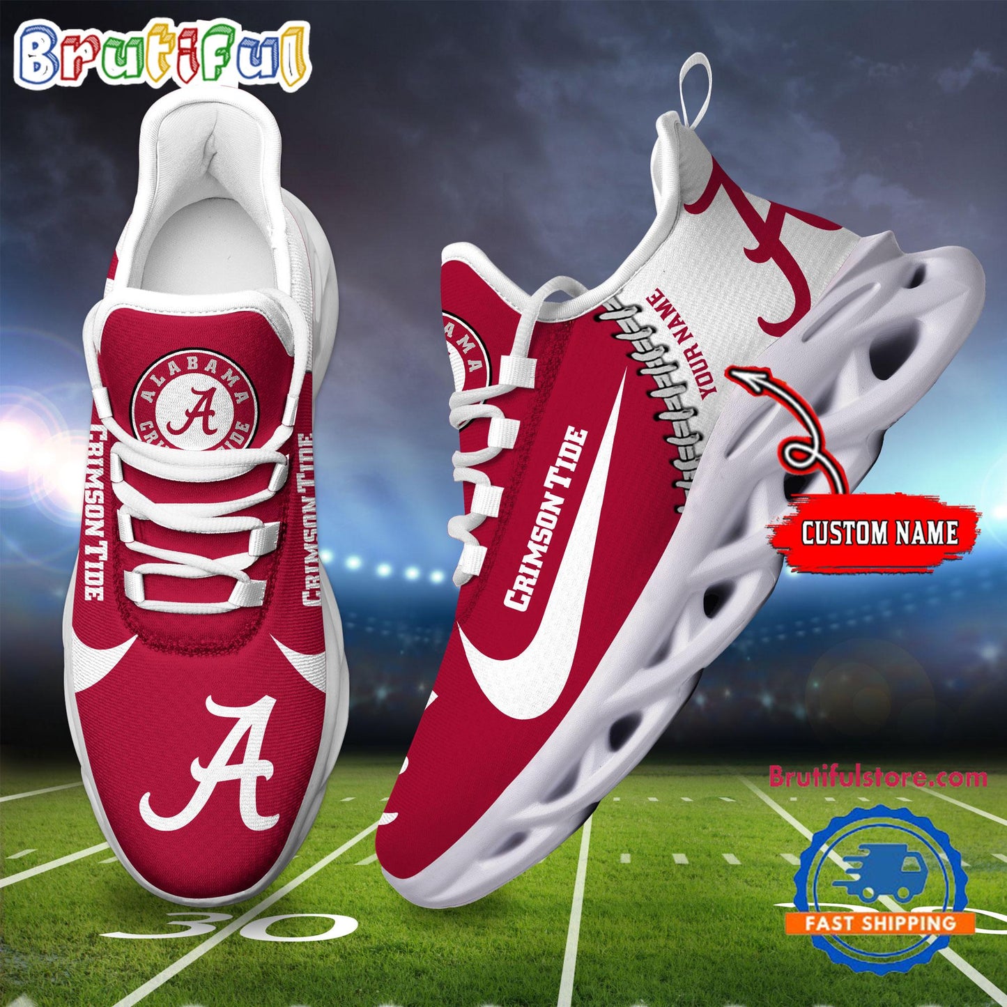 Ideafootwear Alabama Crimson Tide Max Soul Shoes Sneakers For Men And Women