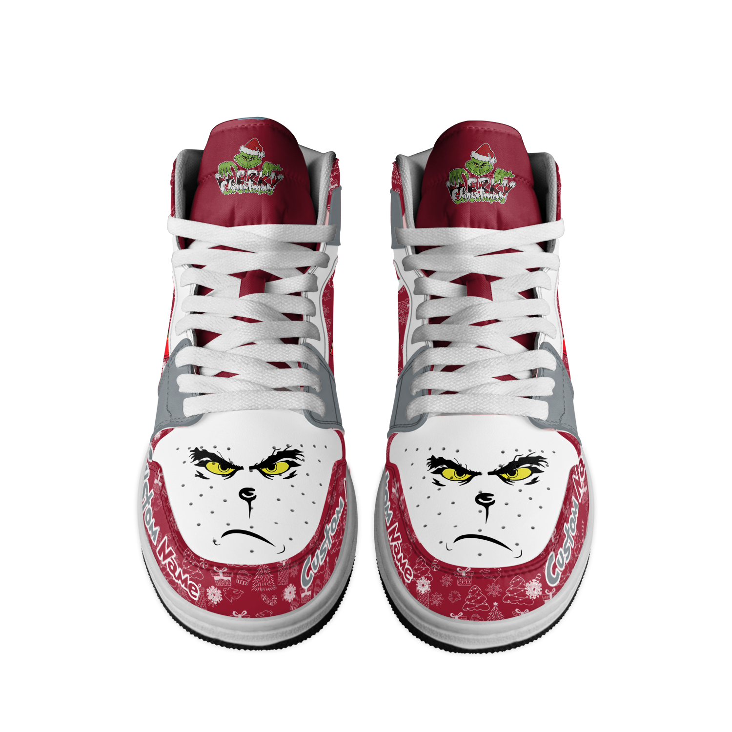 Ideafootwear Alabama Crimson Tide x  The Grinch x Christmas AJ1 High Sneakers Shoes For Men And Women