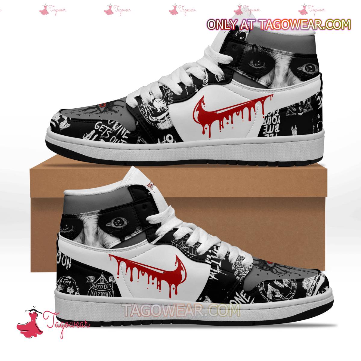 Ideafootwear Alice Cooper AJ1 High Sneakers Shoes For Men And Women