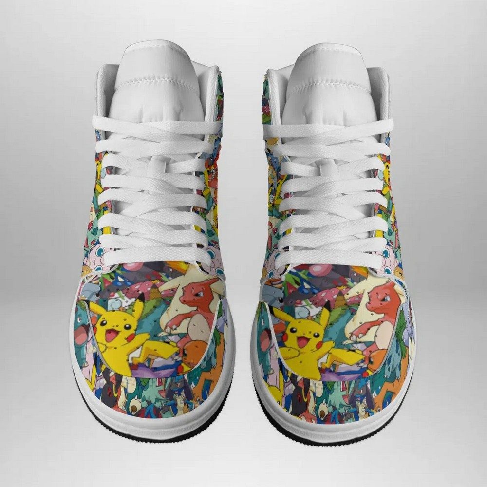 Ideafootwear All Pokemon Pattern  AJ1 High Sneakers Shoes For Men And Women