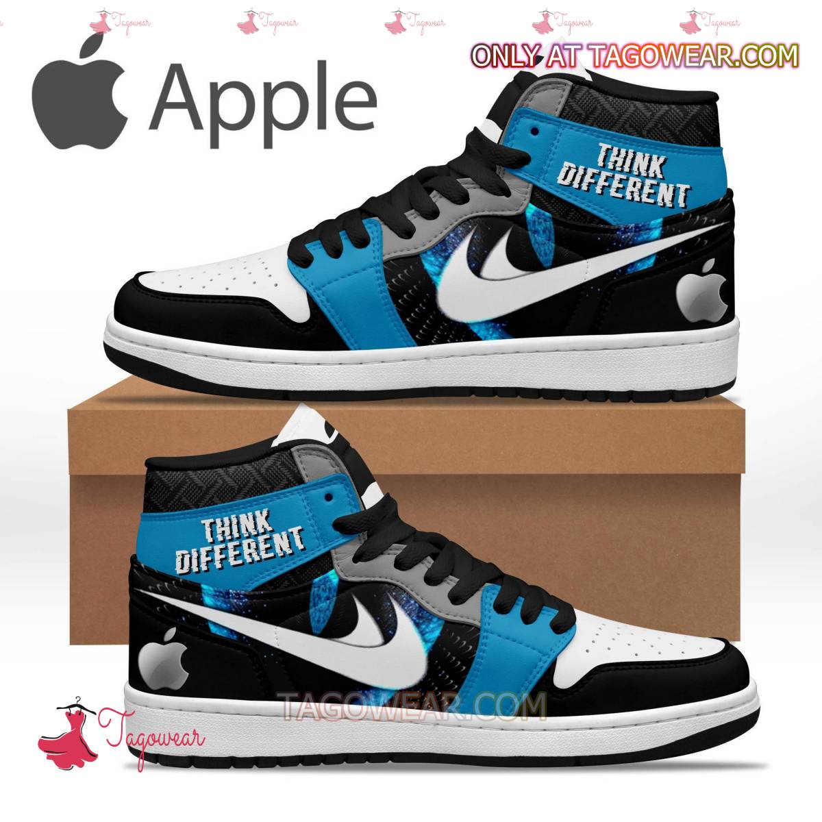 Ideafootwear Apple Think Different AJ1 High Sneakers Shoes For Men And Women
