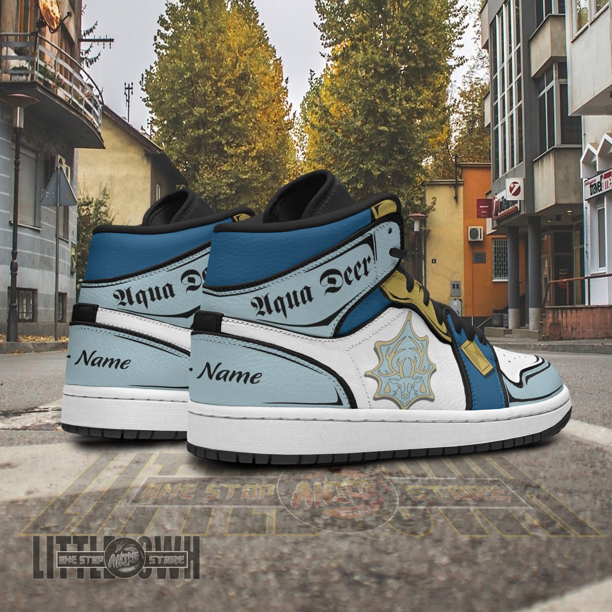 Ideafootwear Aqua Deer AJ1 High Sneakers Shoes For Men And Women