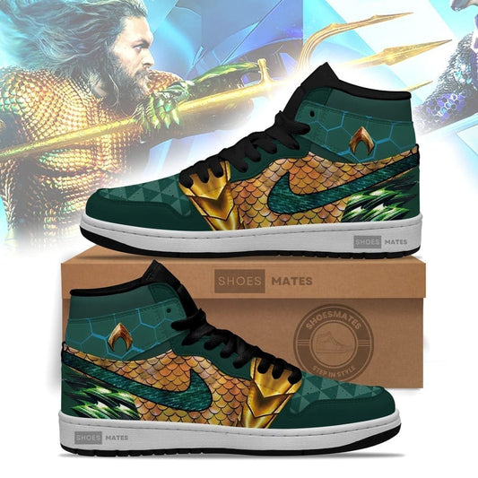 Ideafootwear Aquaman AJ1 High Sneakers Shoes For Men And Women
