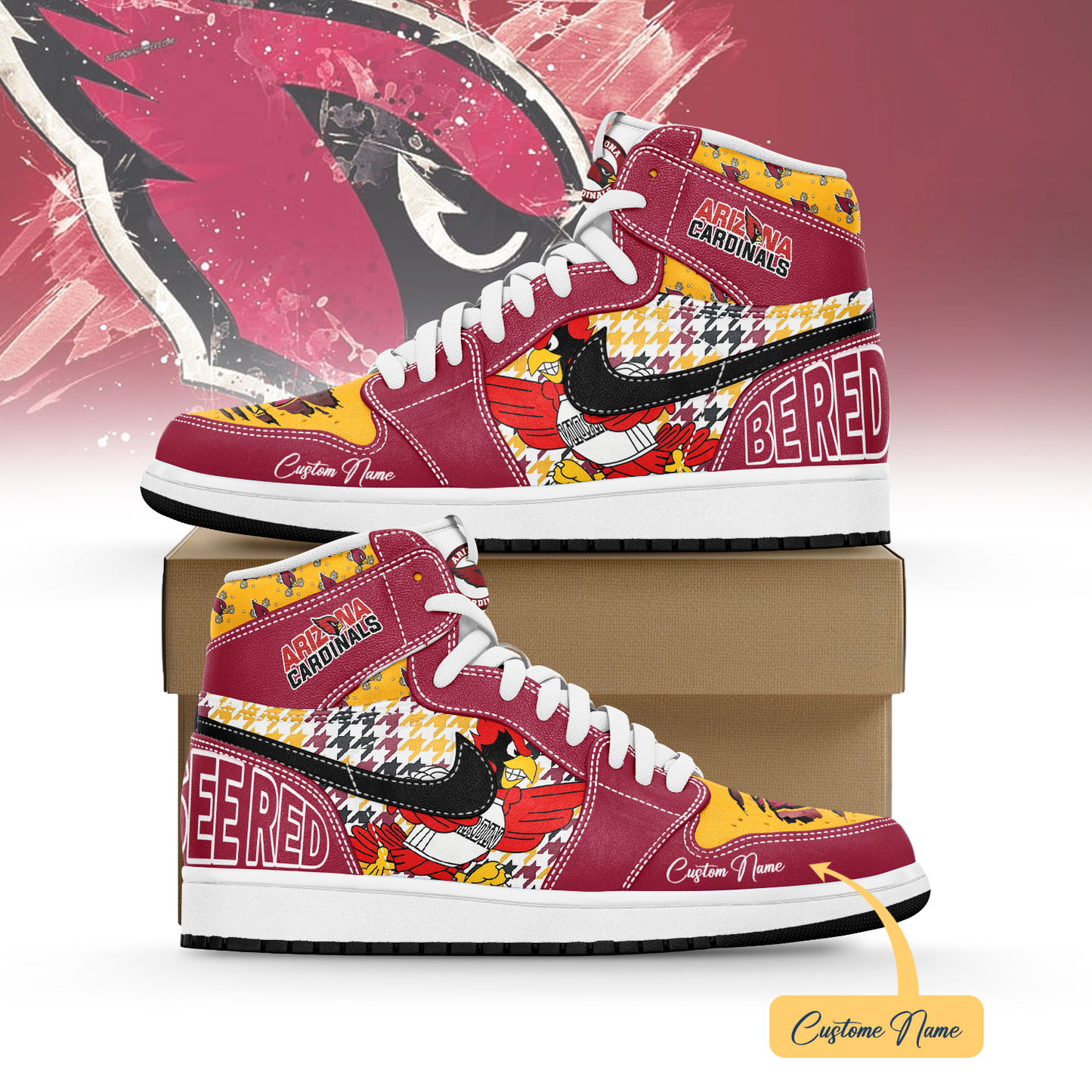 Ideafootwear Arizona Cardinals AJ1 High Sneakers Shoes For Men And Women