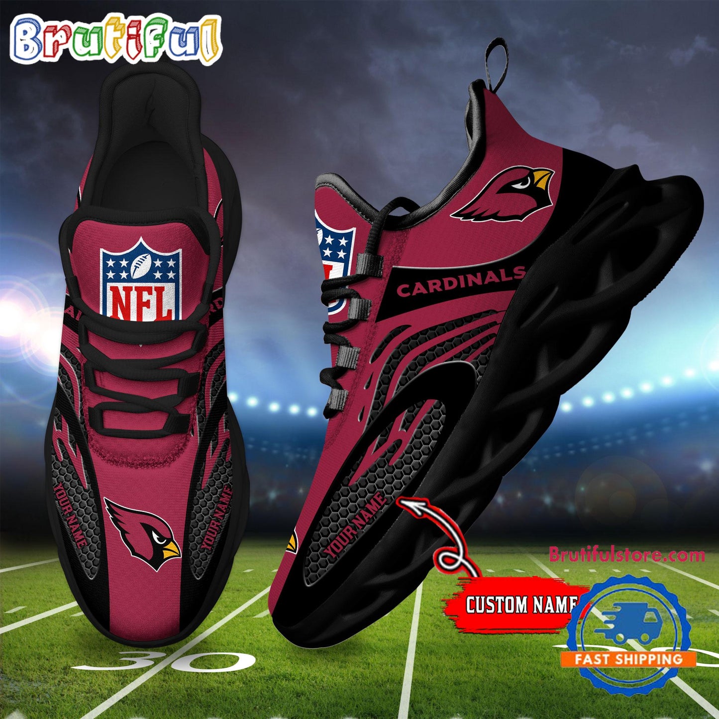 Ideafootwear Arizona Cardinals Max Soul Shoes Sneakers For Men And Women