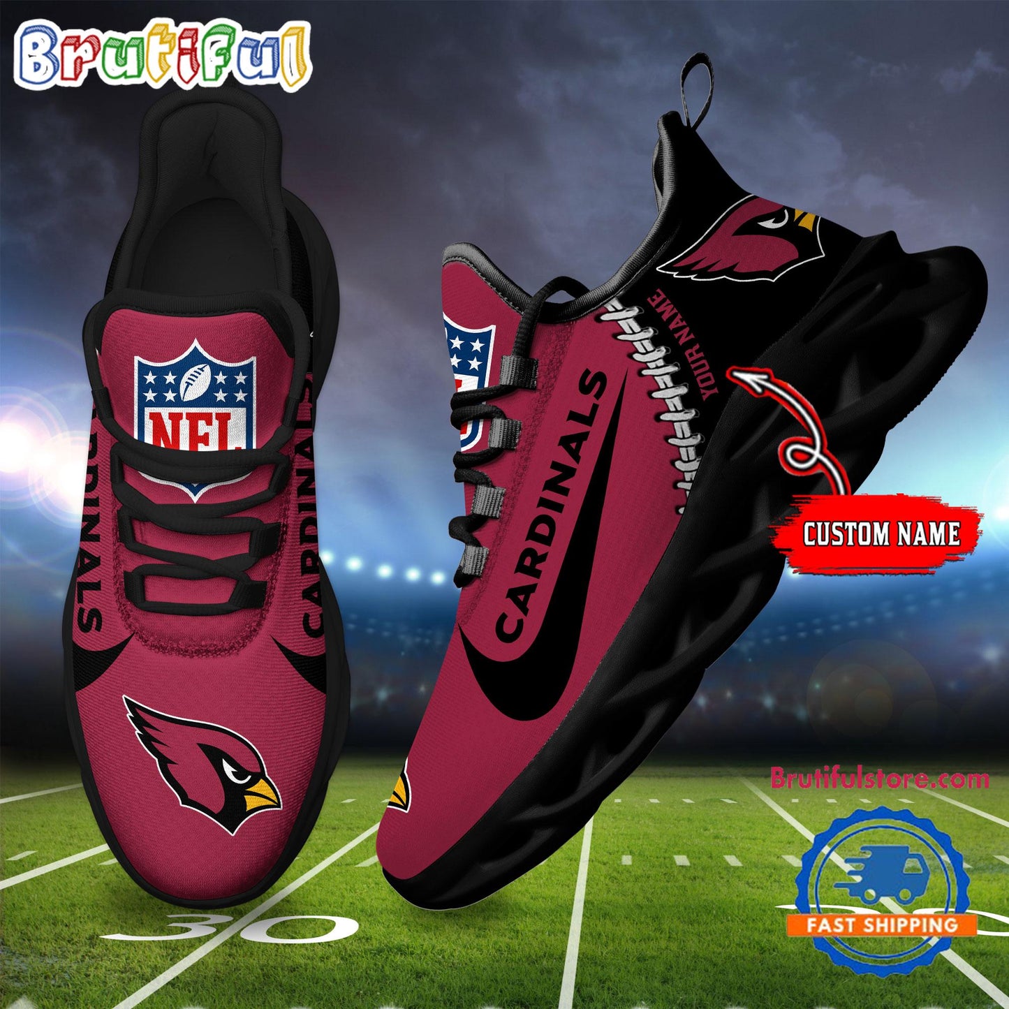 Ideafootwear Arizona Cardinals Max Soul Shoes Sneakers For Men And Women