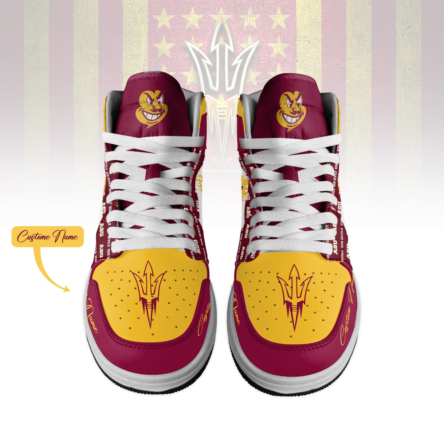 Ideafootwear Arizona State Sun Devils AJ1 High Sneakers Shoes For Men And Women