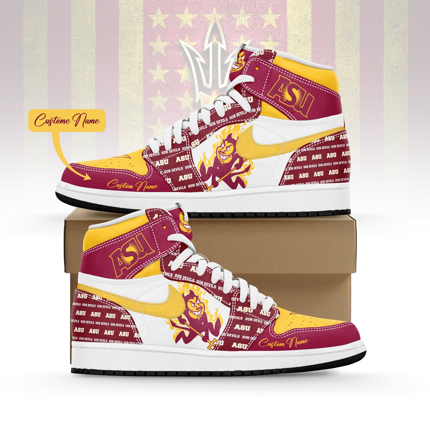 Ideafootwear Arizona State Sun Devils AJ1 High Sneakers Shoes For Men And Women