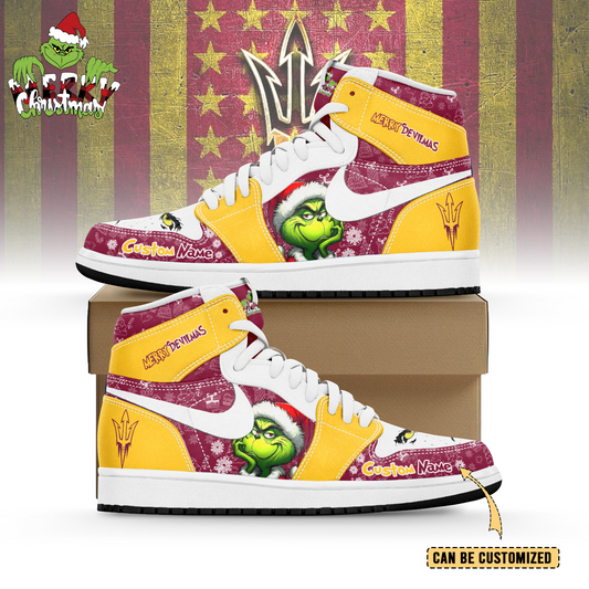Ideafootwear Arizona State Sun Devils x The Grinch x Christmas AJ1 High Sneakers Shoes For Men And Women