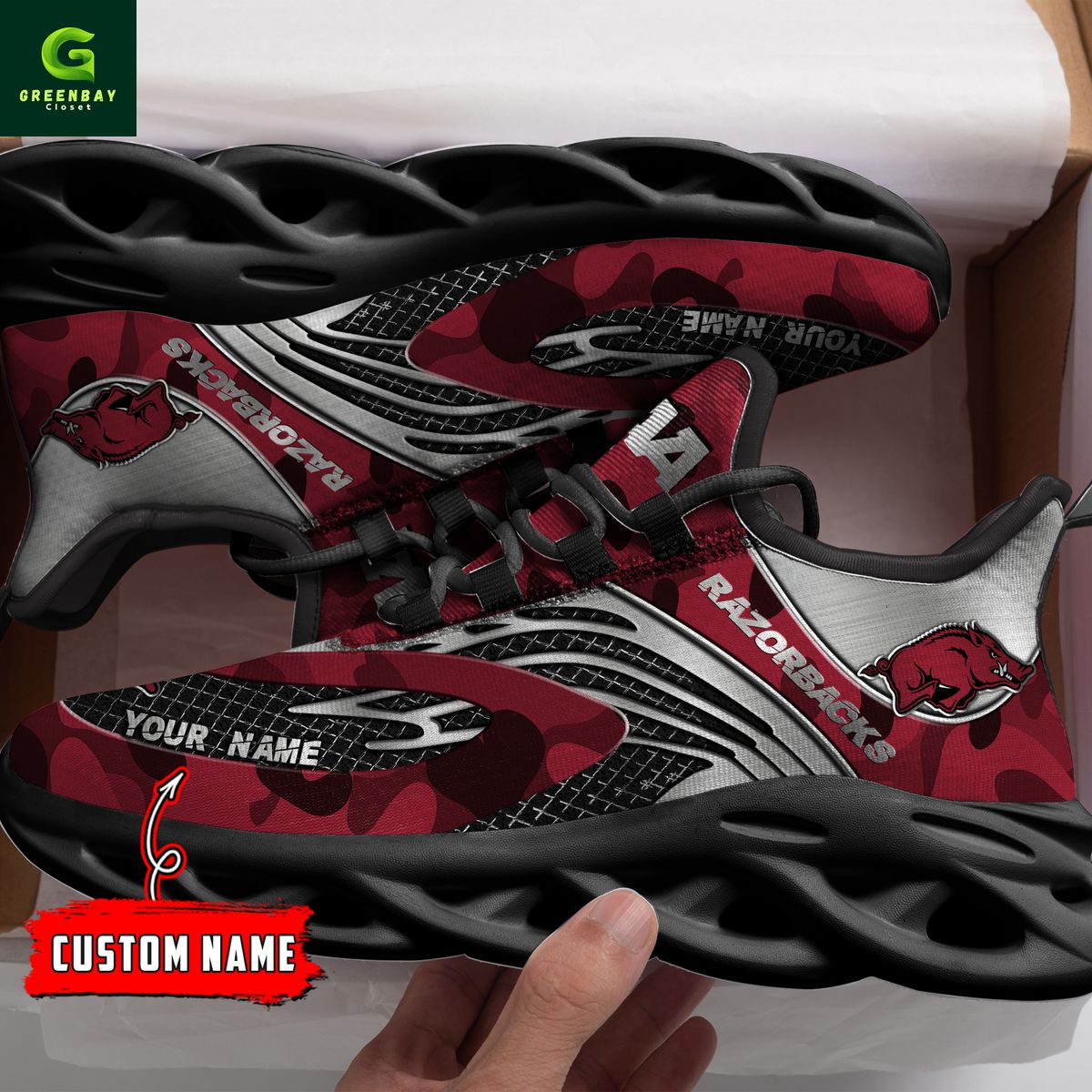 Ideafootwear Arkansas Razorbacks Max Soul Shoes Sneakers For Men And Women