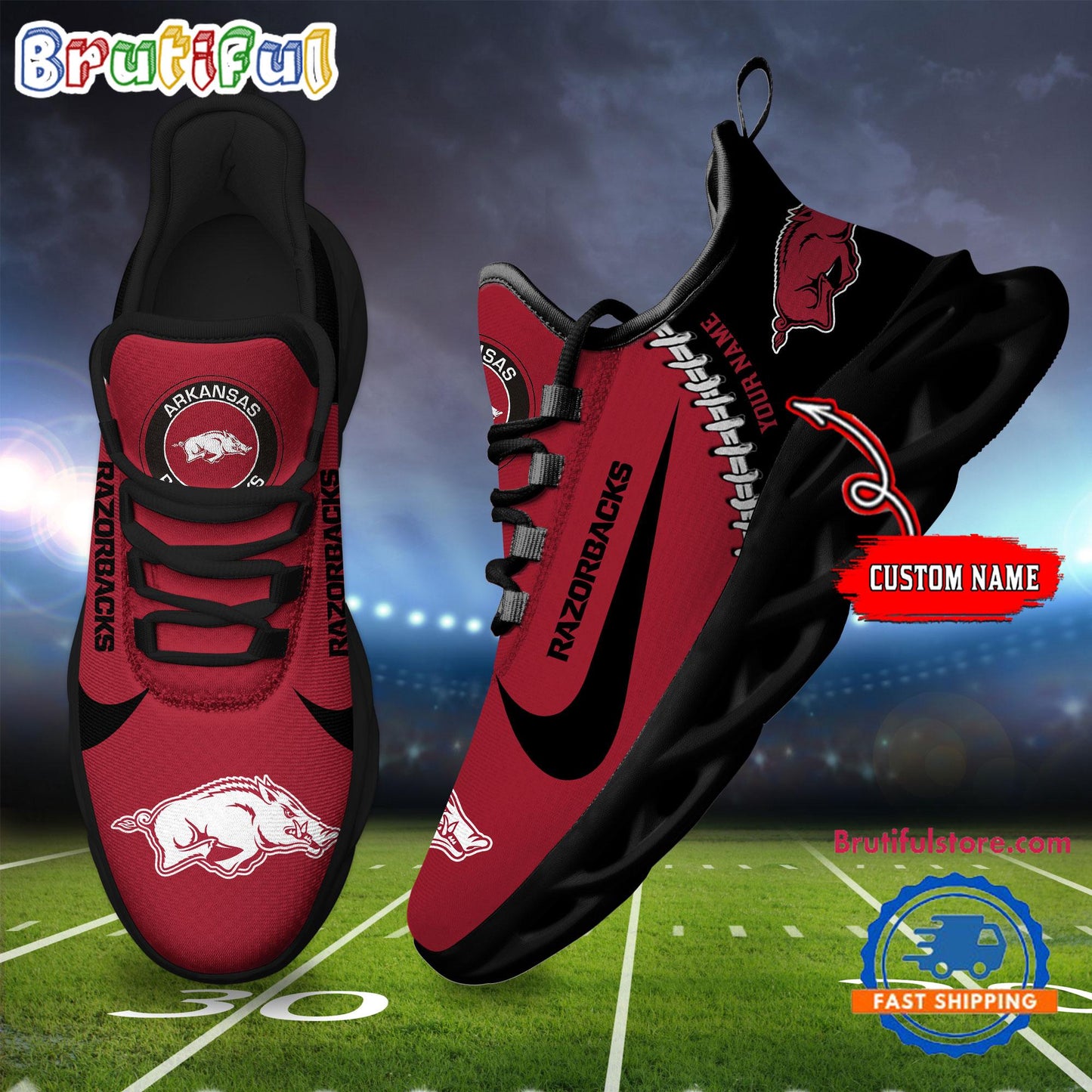 Ideafootwear Arkansas Razorbacks Max Soul Shoes Sneakers For Men And Women