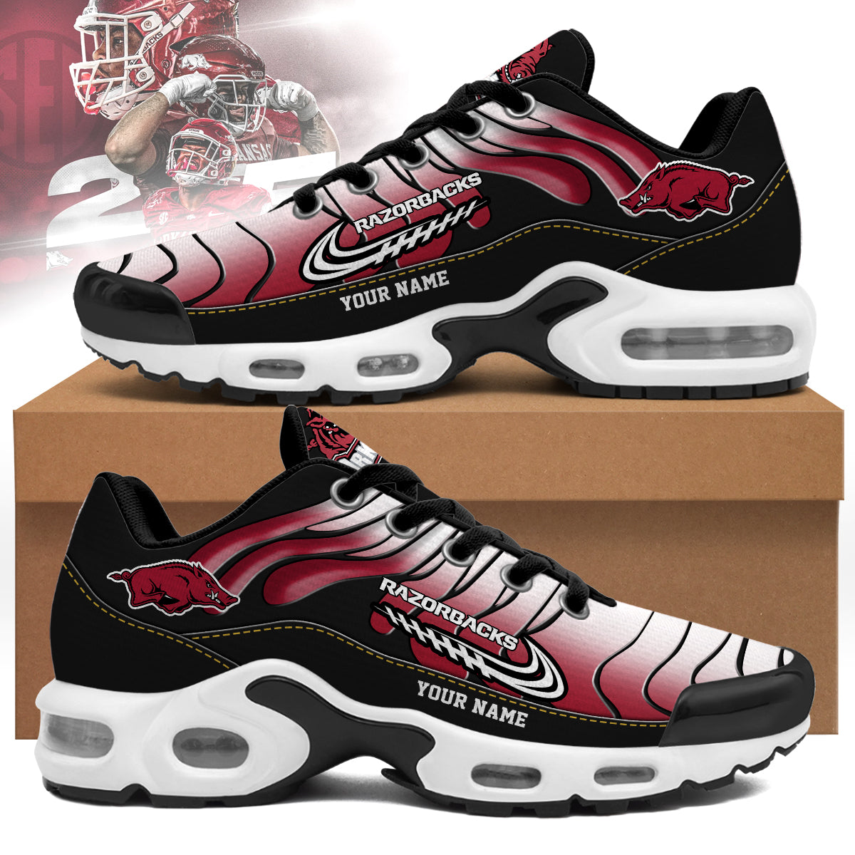 Ideafootwear Arkansas Razorbacks TN Shoes Sneakers For Men And Women