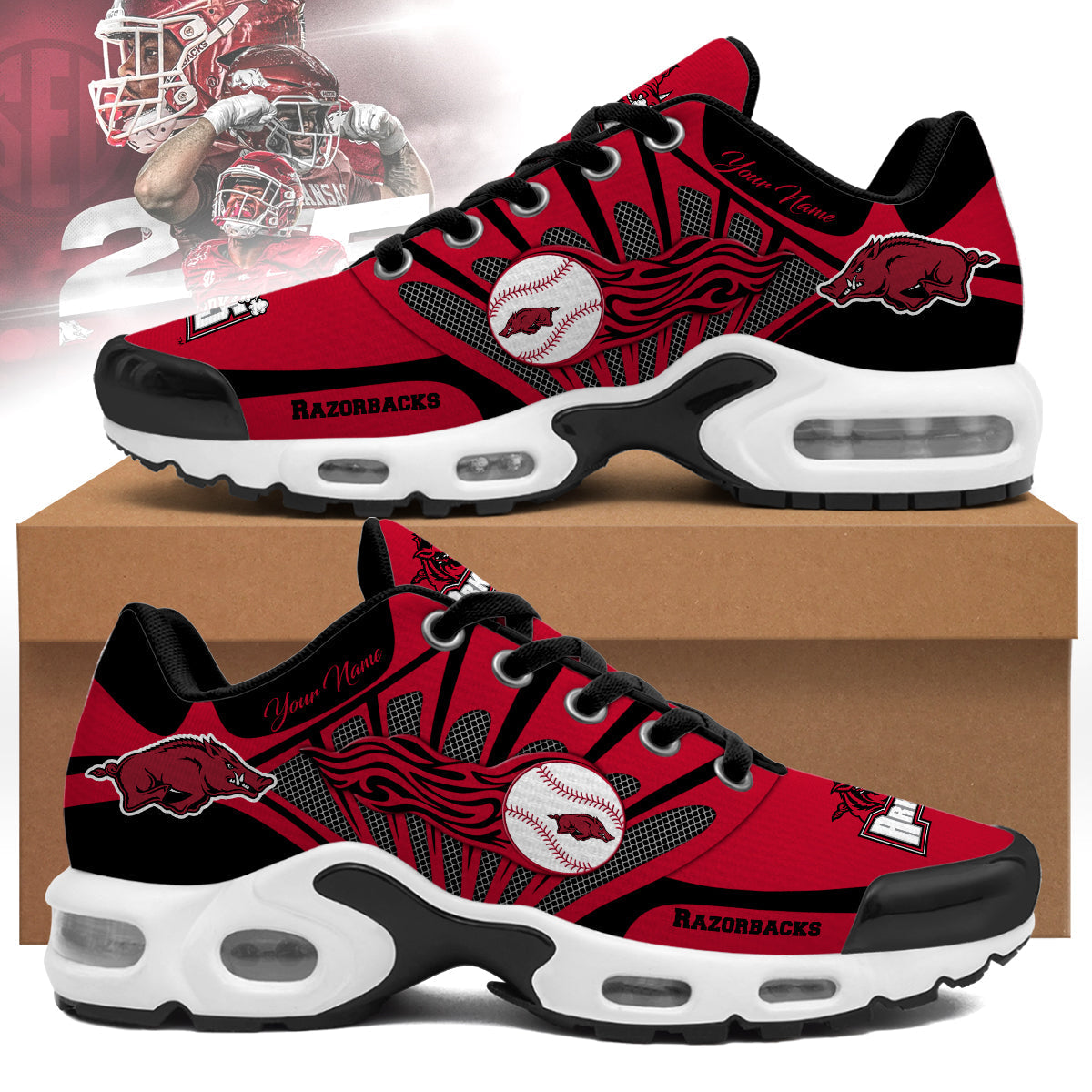 Ideafootwear Arkansas Razorbacks TN Shoes Sneakers For Men And Women