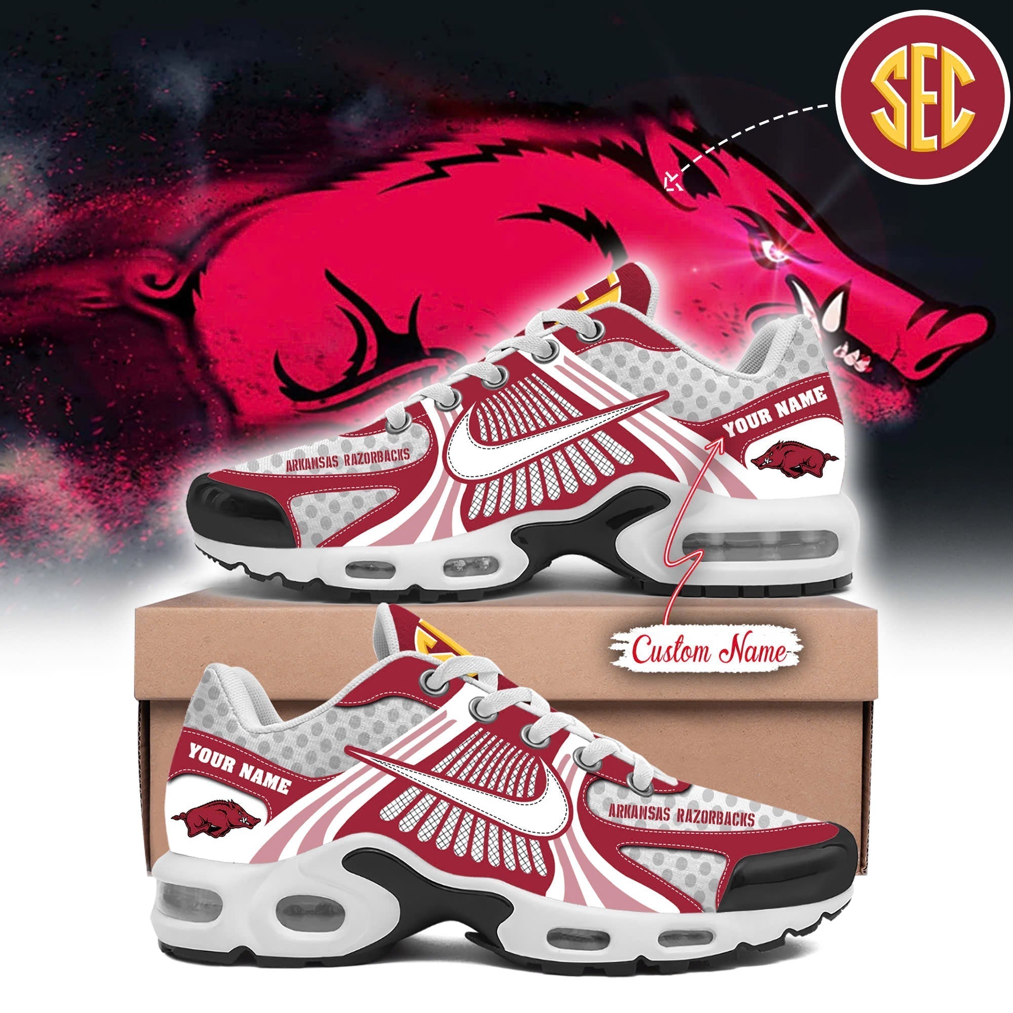 Ideafootwear Arkansas Razorbacks TN Shoes Sneakers For Men And Women