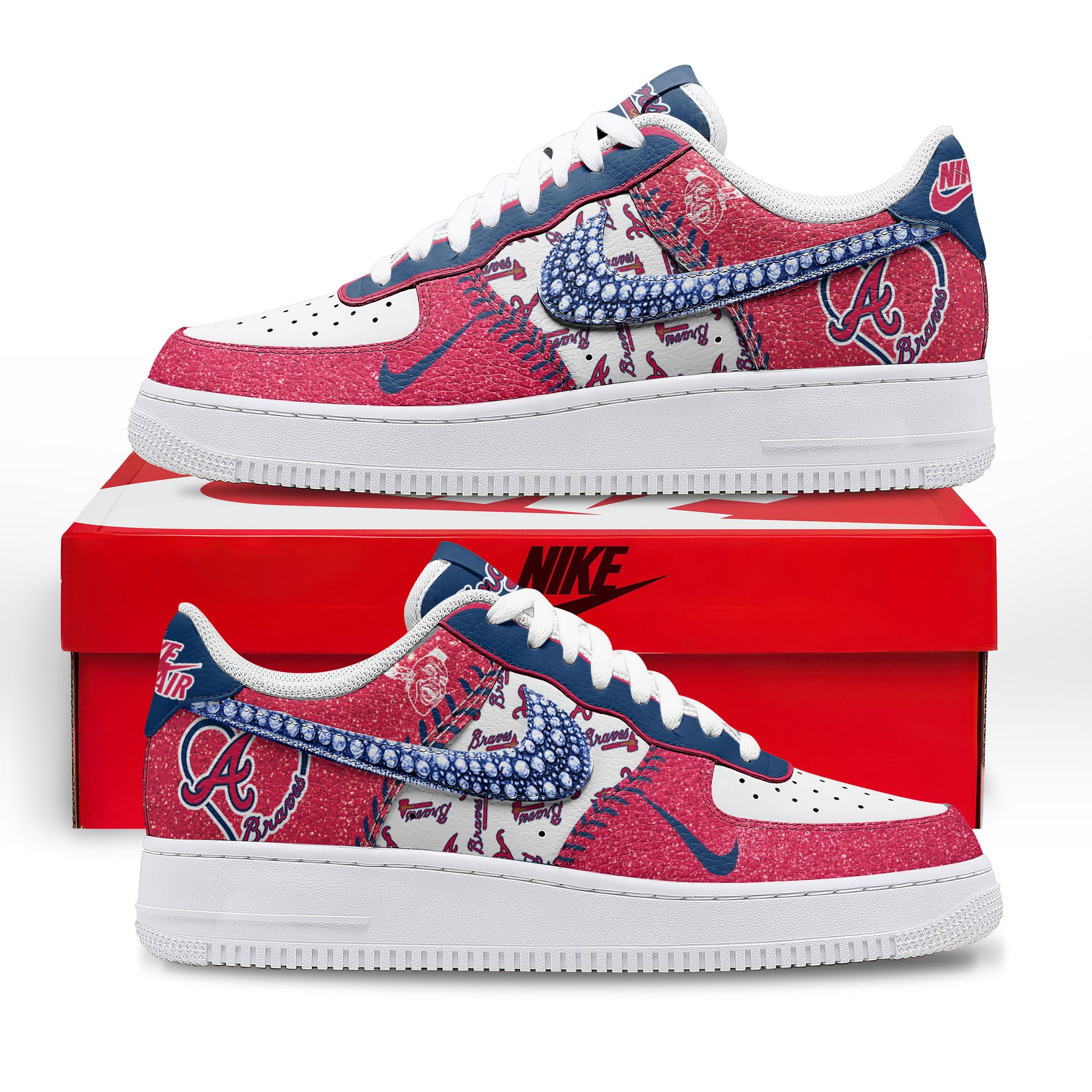 Ideafootwear Atlanta Braves Air Low-Top Sneakers Shoes For Men And Women 1