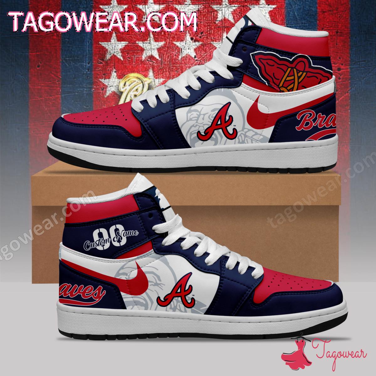 Ideafootwear Atlanta Braves AJ1 High Sneakers Shoes For Men And Women