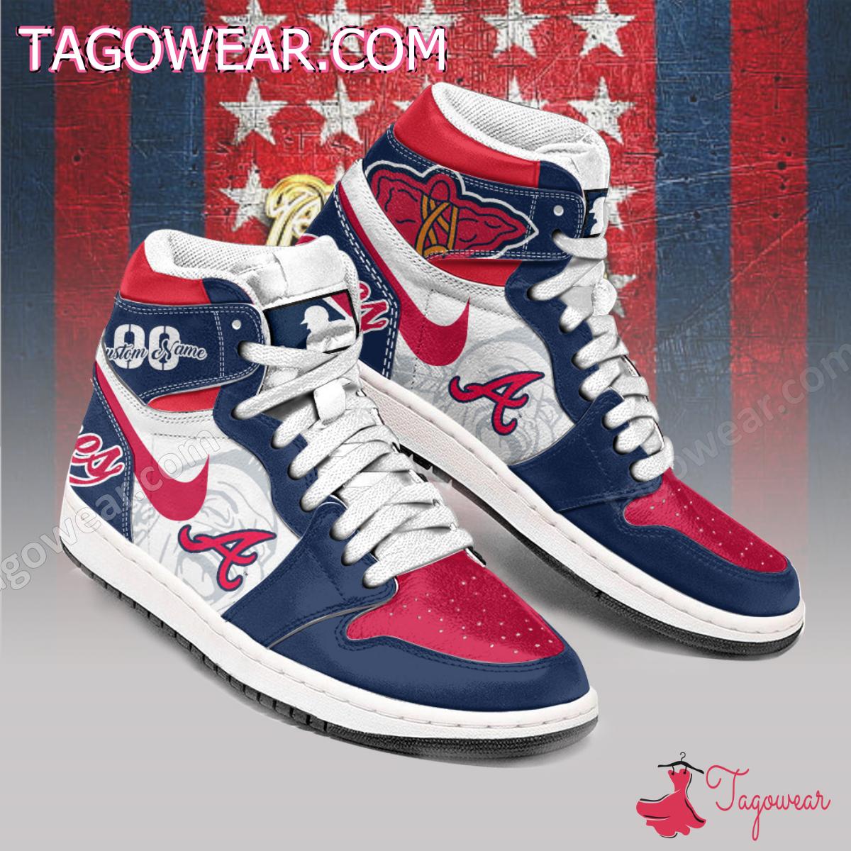 Ideafootwear Atlanta Braves AJ1 High Sneakers Shoes For Men And Women