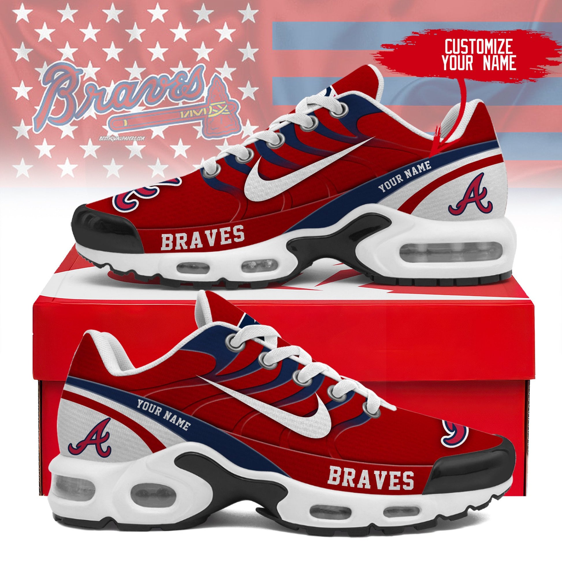 Ideafootwear Atlanta Braves TN Shoes Sneakers For Men And Women