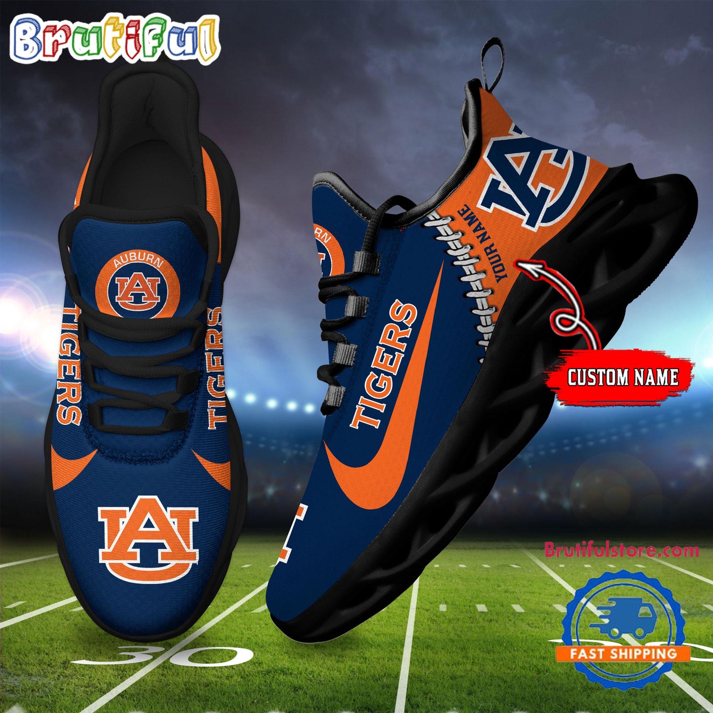 Ideafootwear Auburn Tigers Max Soul Shoes Sneakers For Men And Women