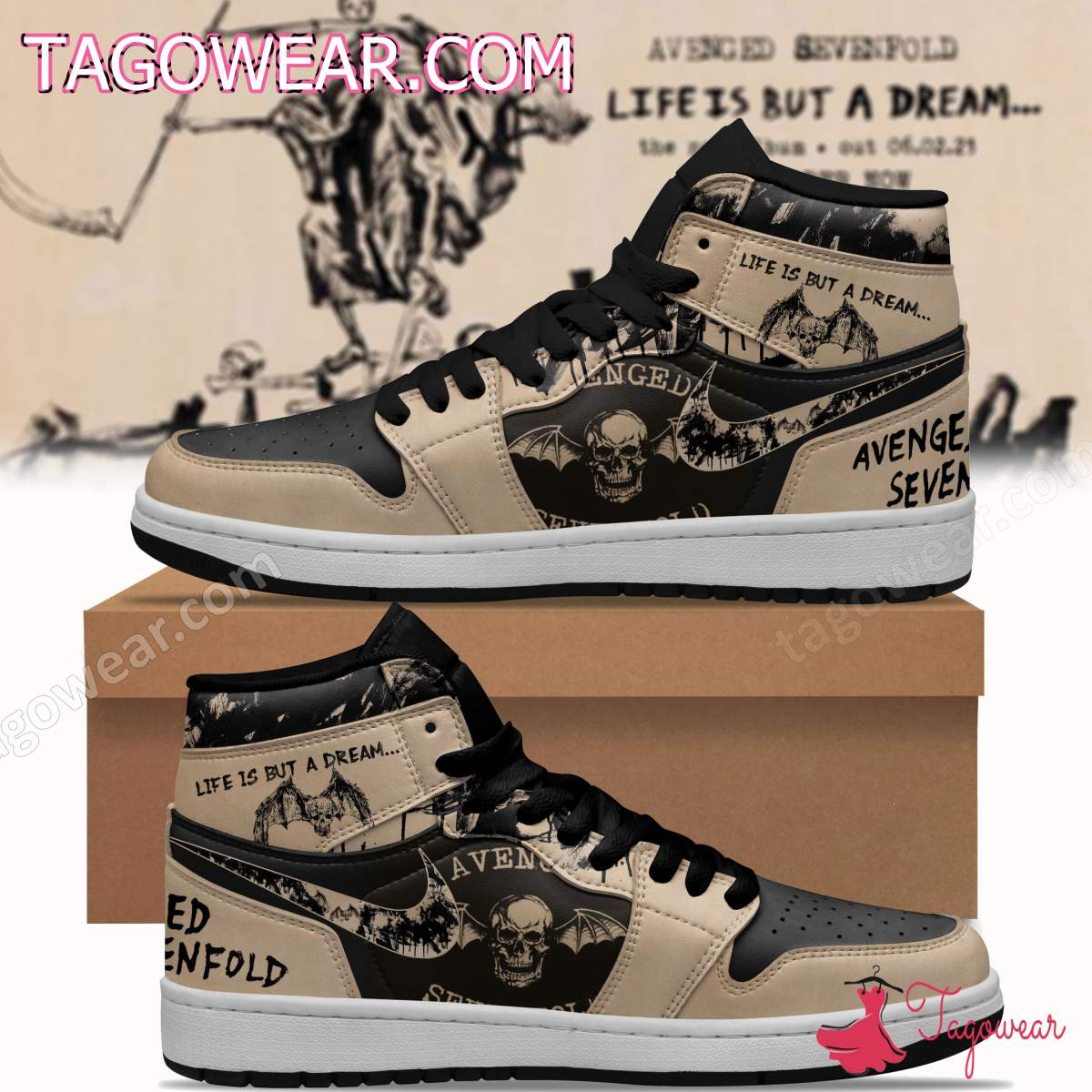 Ideafootwear Avenged Sevenfold AJ1 High Sneakers Shoes For Men And Women
