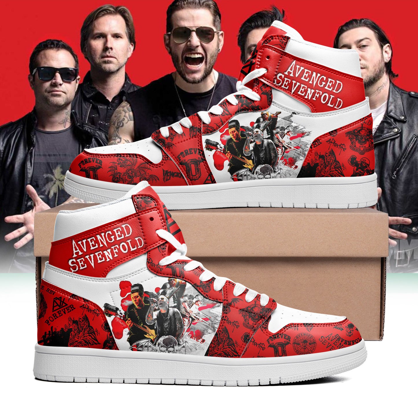 Ideafootwear Avenged Sevenfold AJ1 High Sneakers Shoes For Men And Women