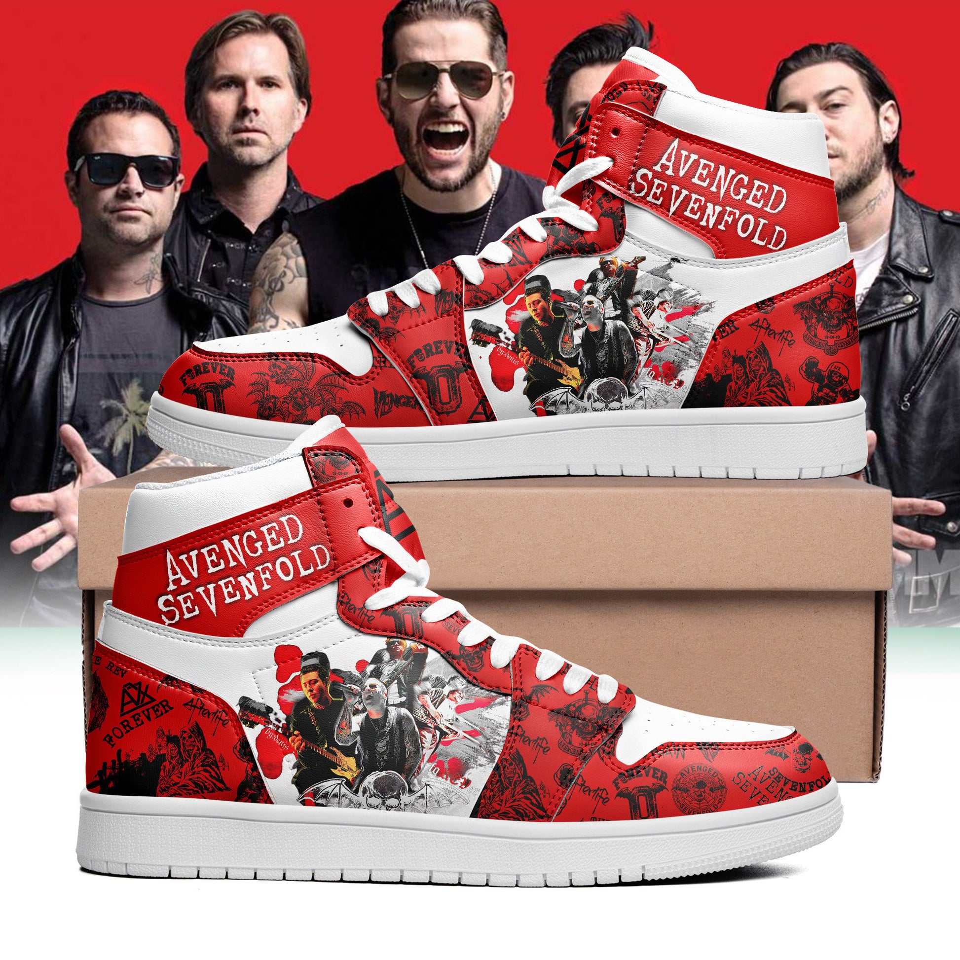 Ideafootwear Avenged Sevenfold AJ1 High Sneakers Shoes For Men And Women