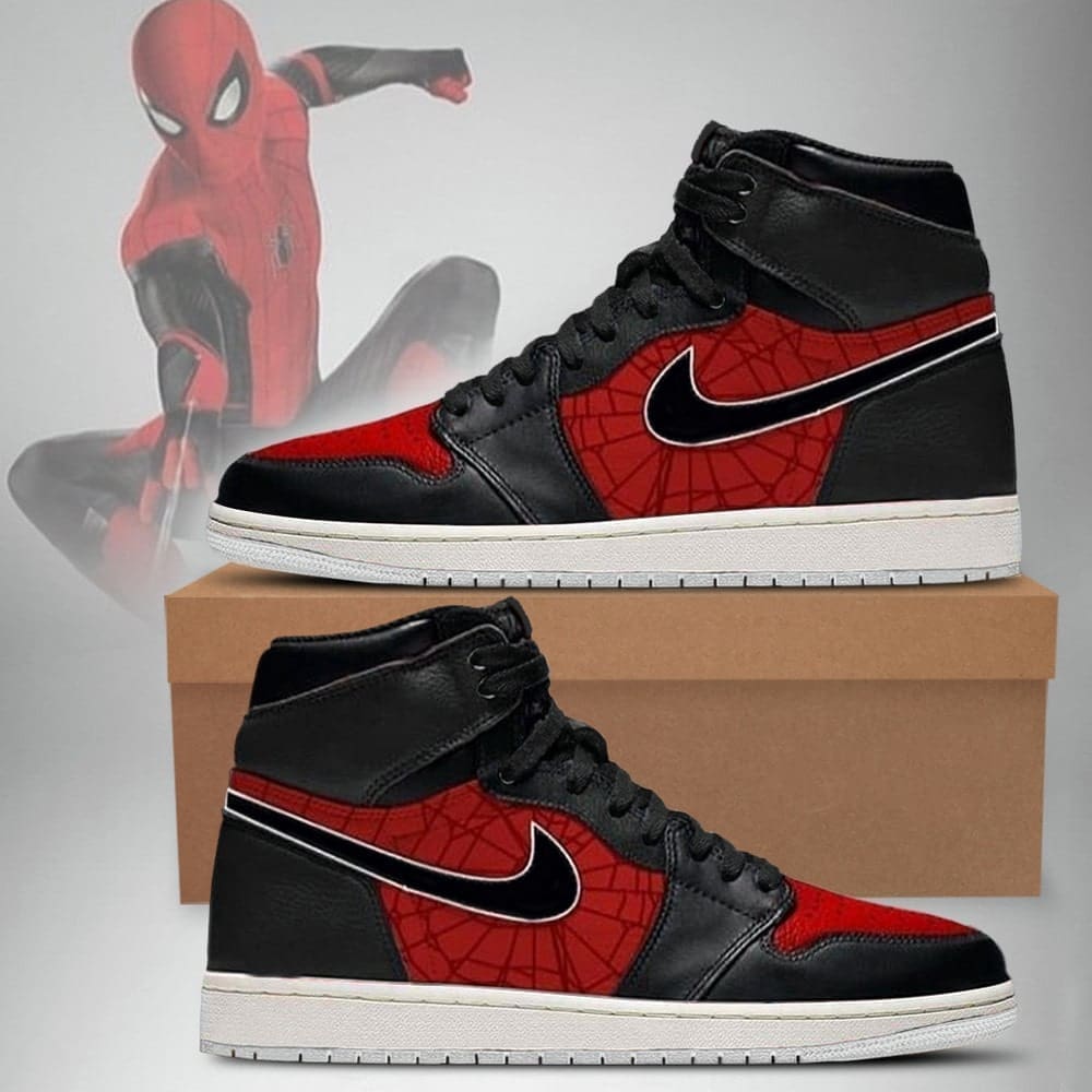 Ideafootwear Avengers - Spiderman AJ1 High Sneakers Shoes For Men And Women