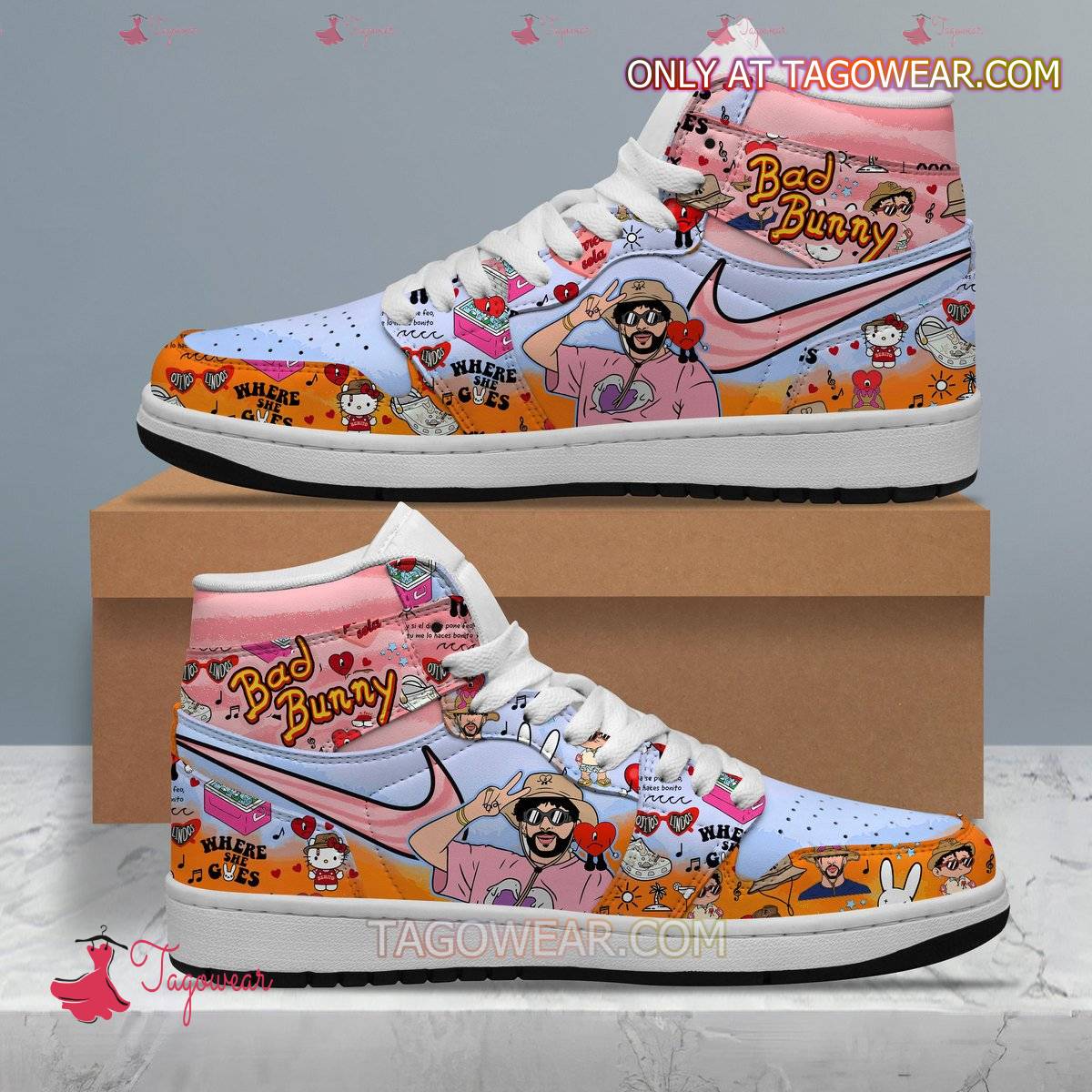 Ideafootwear Bad Bunny AJ1 High Sneakers Shoes For Men And Women