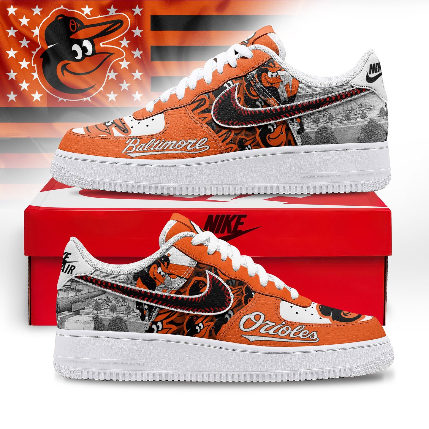 Ideafootwear Baltimore Orioles Air Low-Top Sneakers Shoes For Men And Women 4
