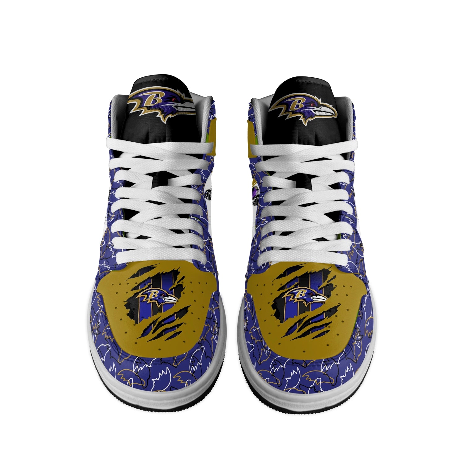Ideafootwear Baltimore Ravens AJ1 High Sneakers Shoes For Men And Women