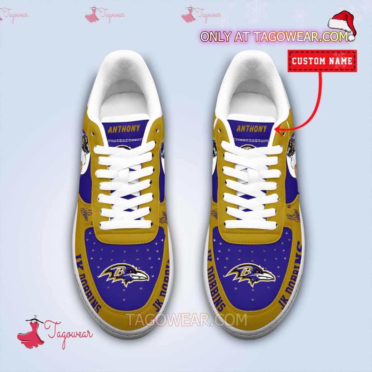 Ideafootwear Baltimore Ravens JK Dobbins  Signature Air Low-Top Sneakers Shoes For Men And Women 3