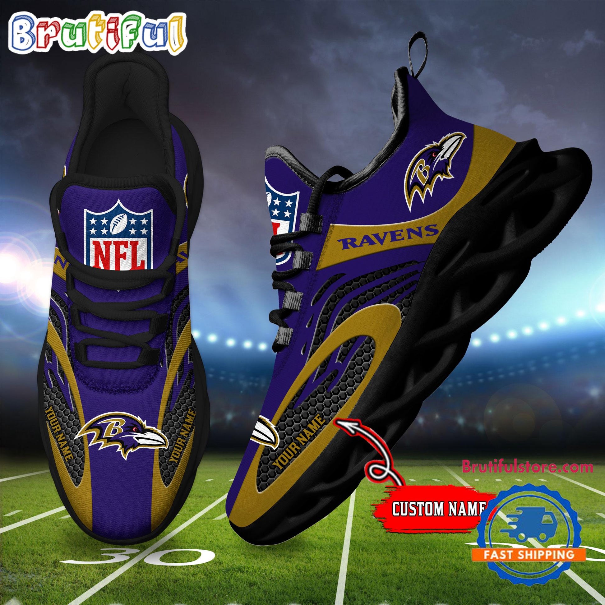 Ideafootwear Baltimore Ravens Max Soul Shoes Sneakers For Men And Women