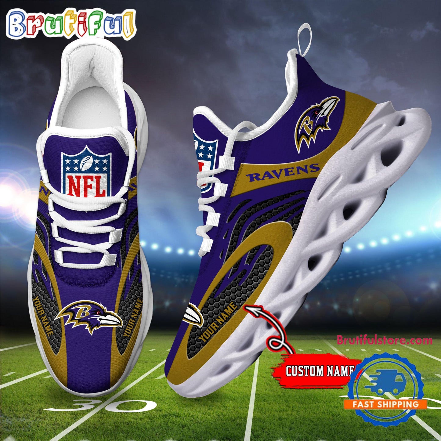 Ideafootwear Baltimore Ravens Max Soul Shoes Sneakers For Men And Women