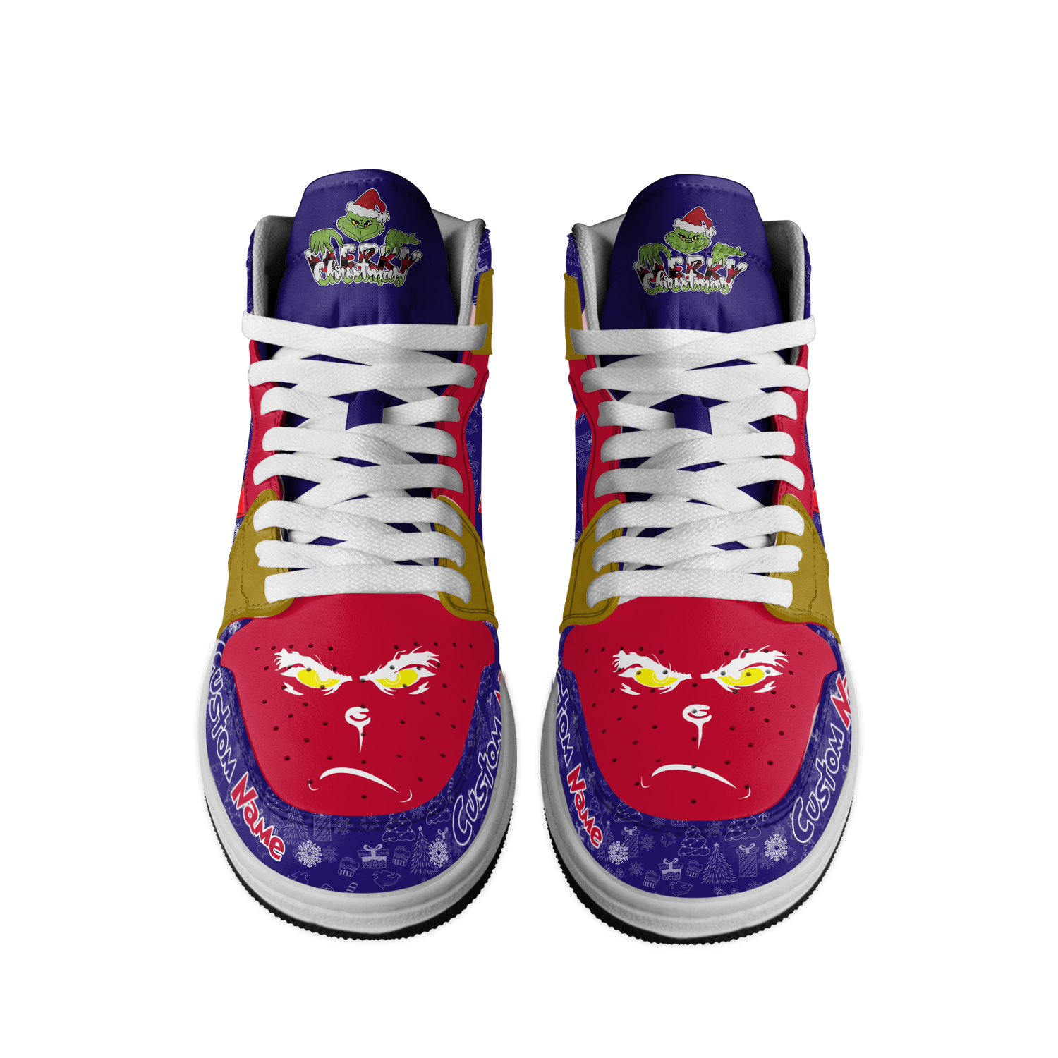 Ideafootwear Baltimore Ravens x The Grinch x Christmas AJ1 High Sneakers Shoes For Men And Women