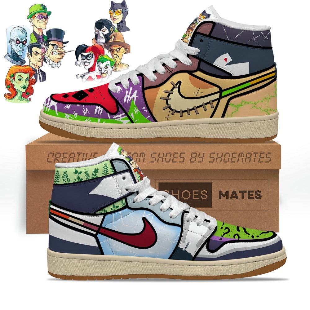 Ideafootwear Batman Villians AJ1 High Sneakers Shoes For Men And Women