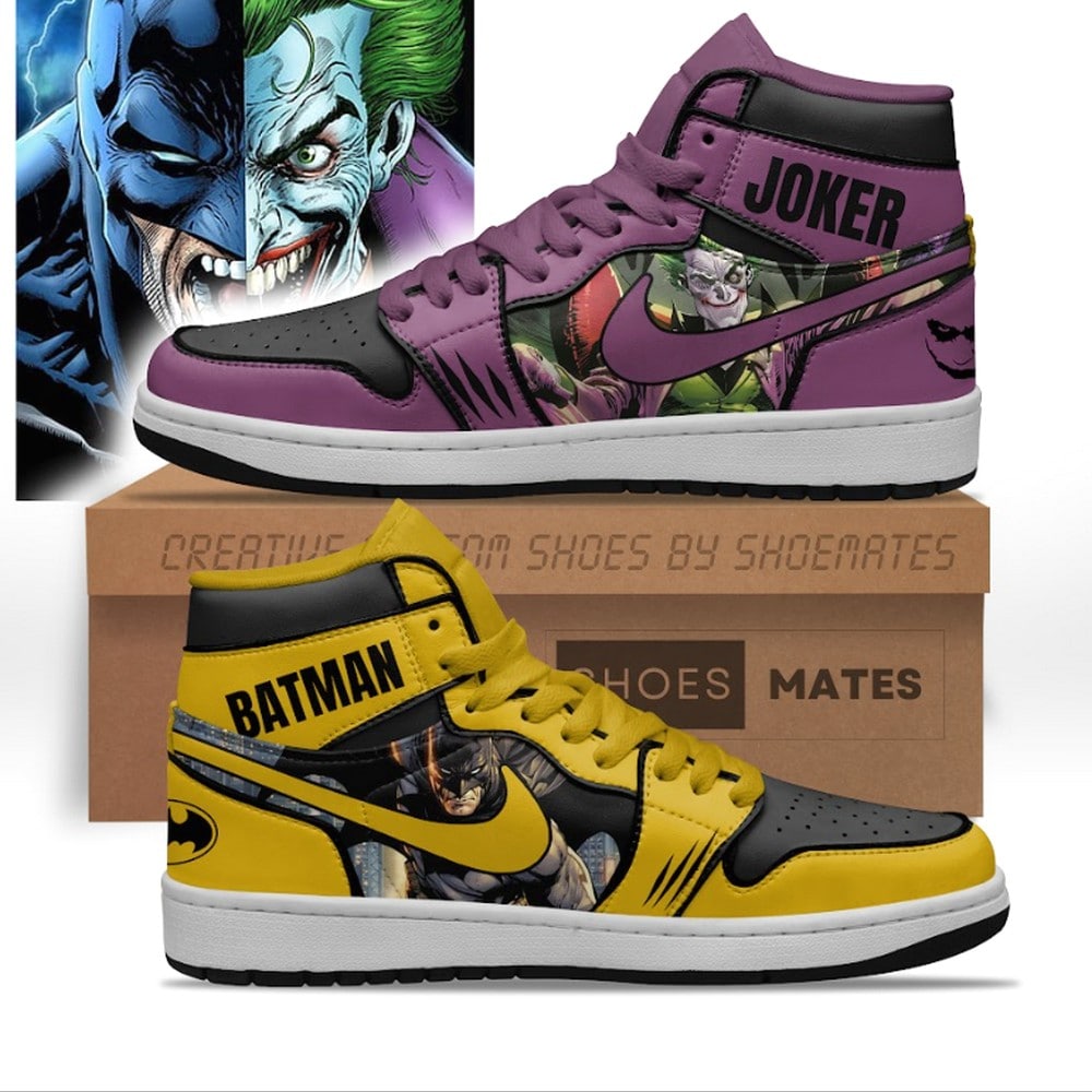 Ideafootwear Batman vs Joker AJ1 High Sneakers Shoes For Men And Women