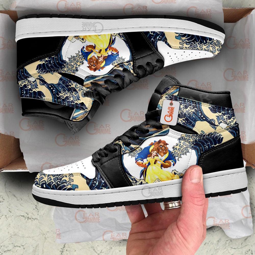 Ideafootwear Belle and Beast AJ1 High Sneakers Shoes For Men And Women