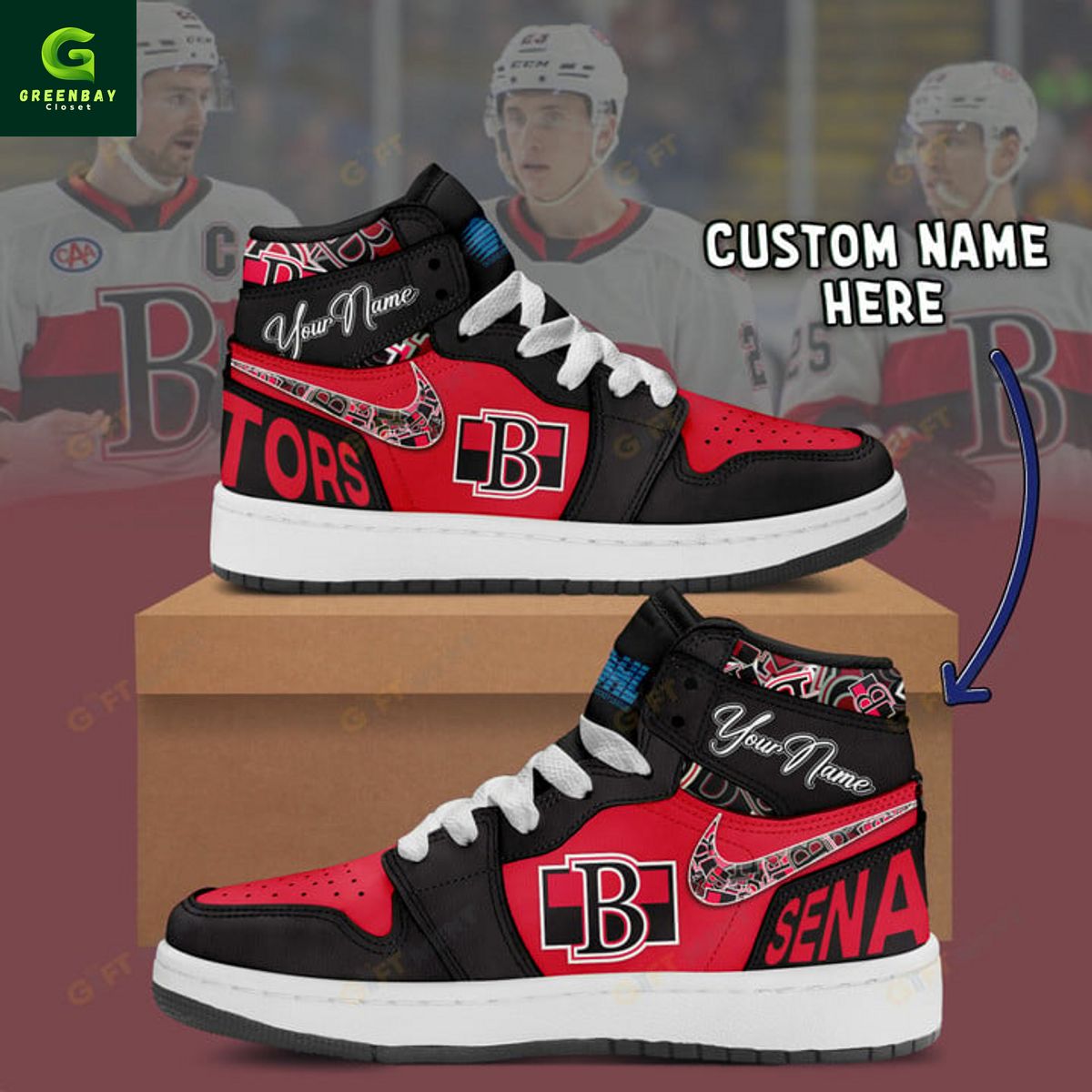 Ideafootwear Belleville Senators AJ1 High Sneakers Shoes For Men And Women