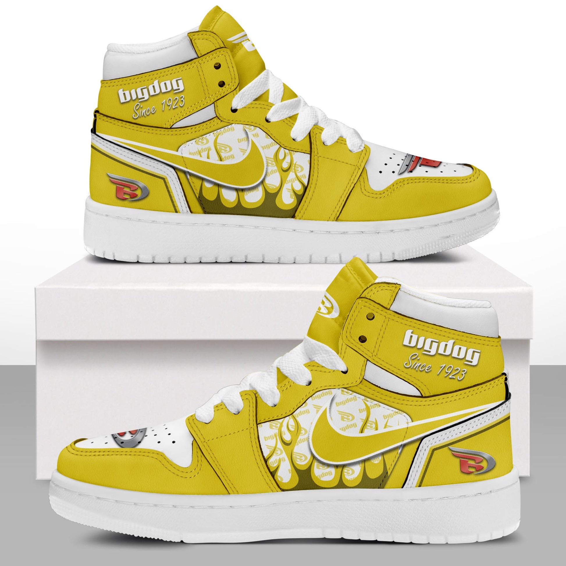 Ideafootwear Big Dog Motorcycles AJ1 High Sneakers Shoes For Men And Women