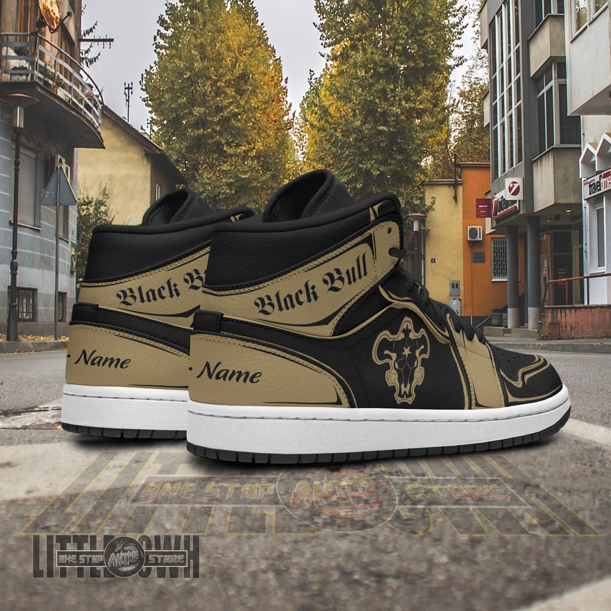Ideafootwear Black Bull AJ1 High Sneakers Shoes For Men And Women