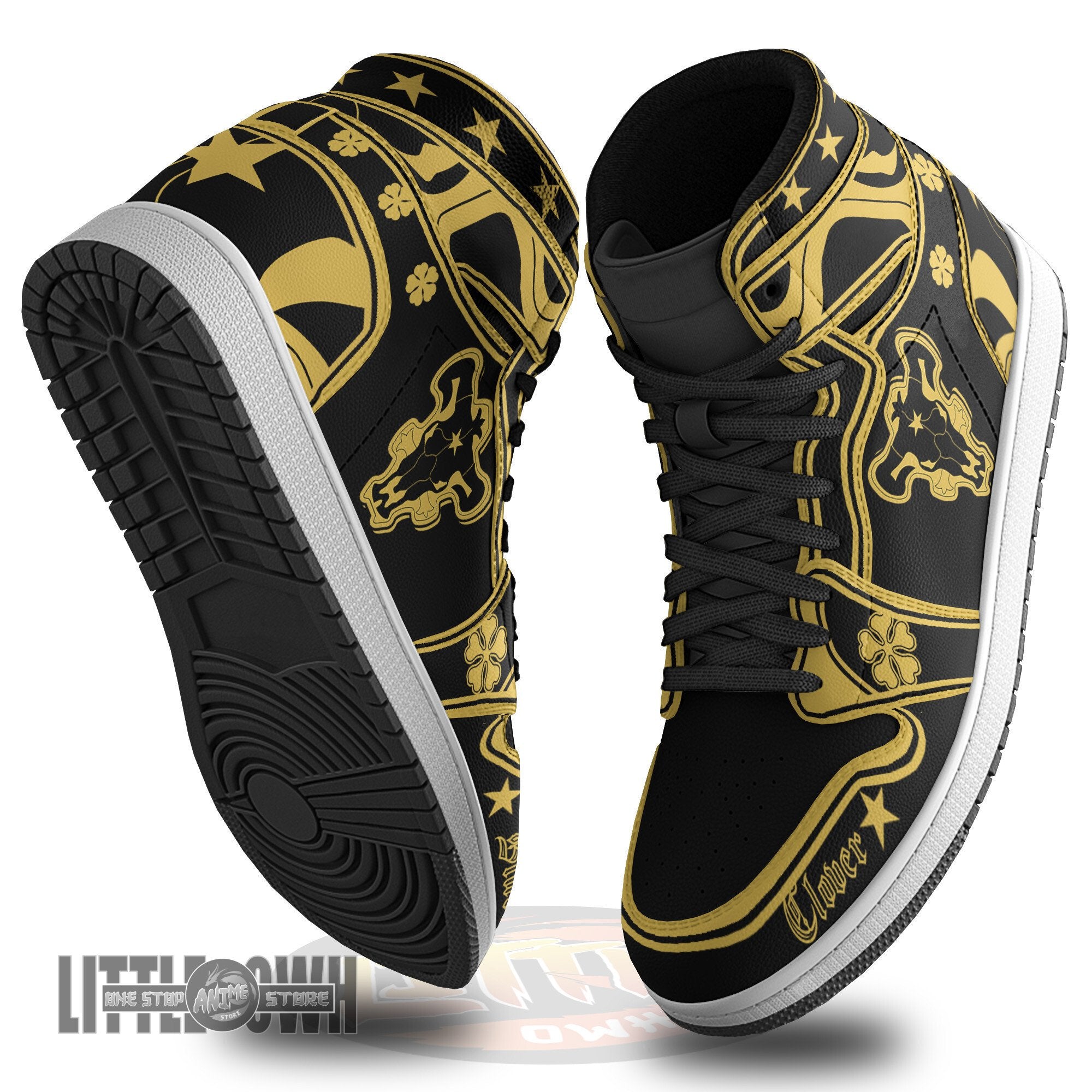 Ideafootwear Black Clover AJ1 High Sneakers Shoes For Men And Women